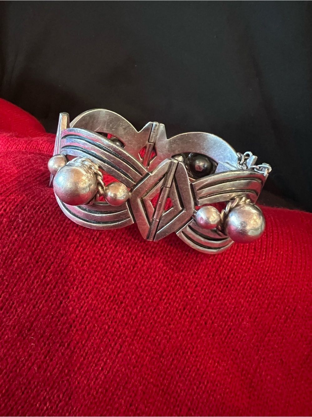 Vintage Pat Arlias Sterling Silver Hinged Bracelet